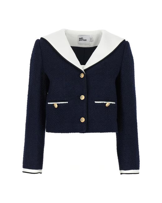 Self-Portrait Tweed Jackets in het Blue