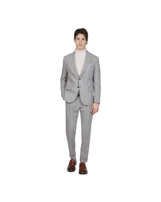 Eleventy Gray Single Breasted Suits for men