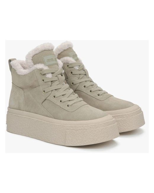 ESTRO Gray Khaki wollgefütterte high-top-sneaker mit velours für den winter es8 er00115865