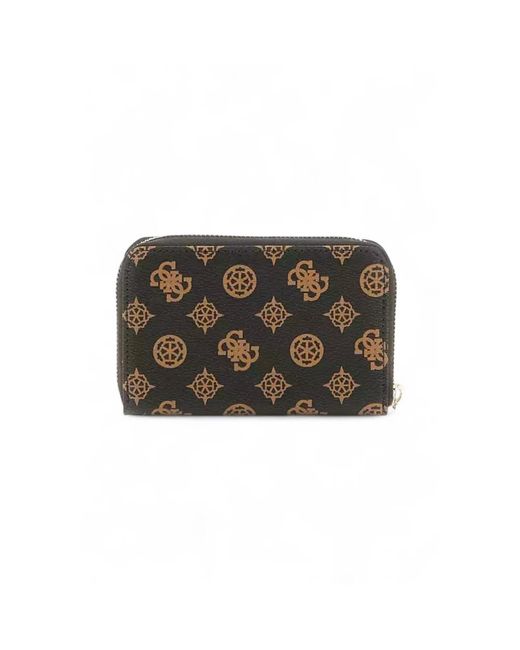 Guess Accessoires ,Bruin ,Laurel Slg Medium Zip Around Wallet in het Black