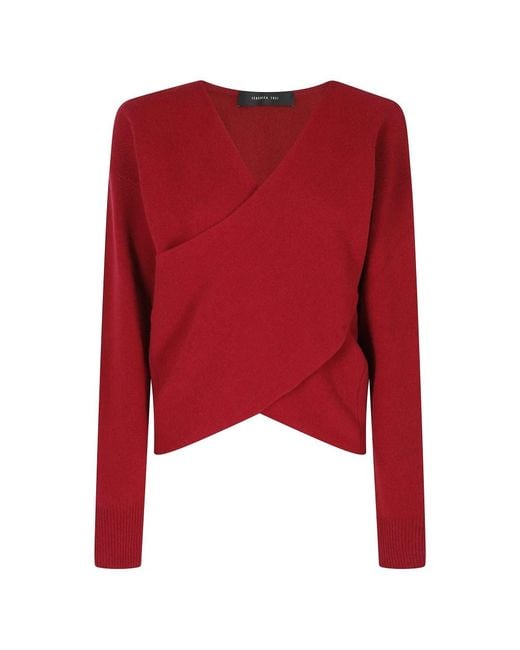 FEDERICA TOSI Red V-Neck Knitwear
