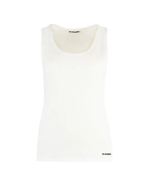 Jil Sander White Sleeveless Tops