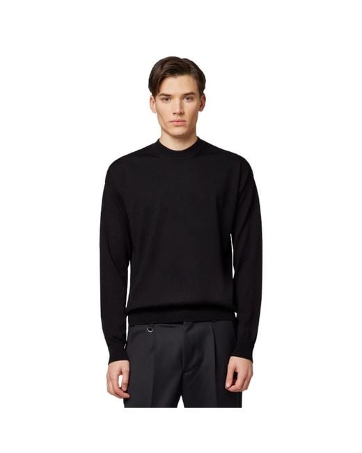 Alpha Studio Black Round-Neck Knitwear for men