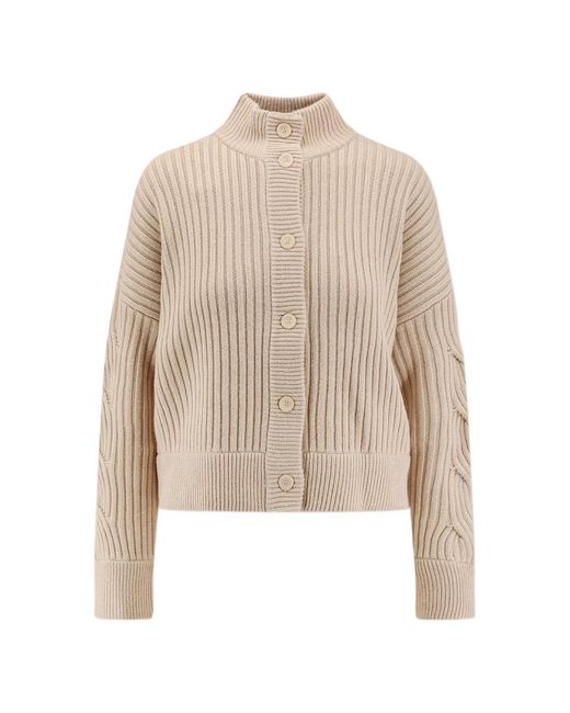 Max Mara Wol Kasjmier Vest Kabel Detail in het Natural