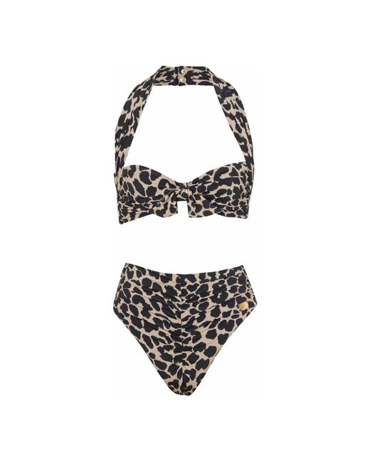 Balmain Tweedelig Luipaardpatroon Badpak in het Black