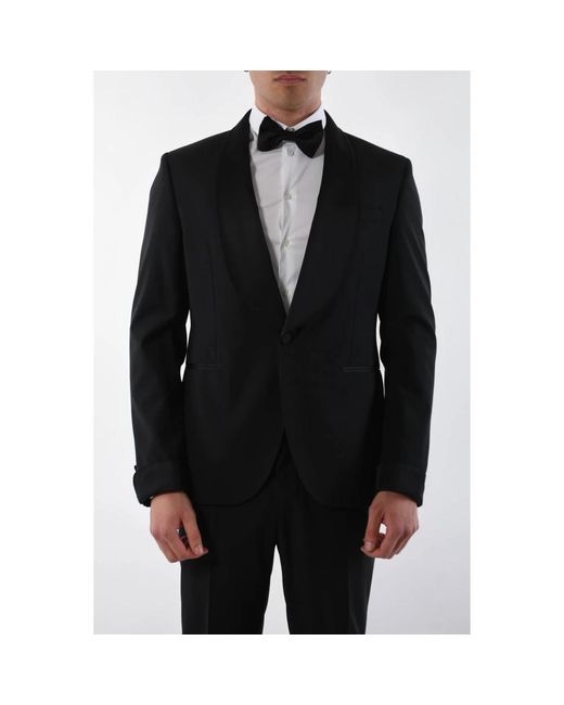 Paoloni Black Single Breasted Suits for men