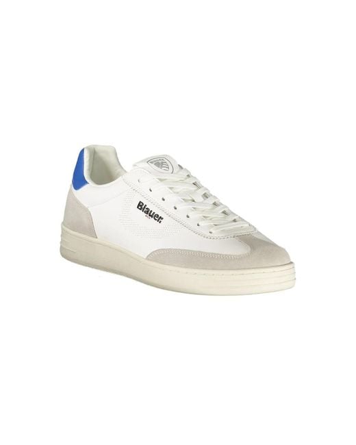 Blauer Weißer Ledersneaker Für Herren in White für Herren