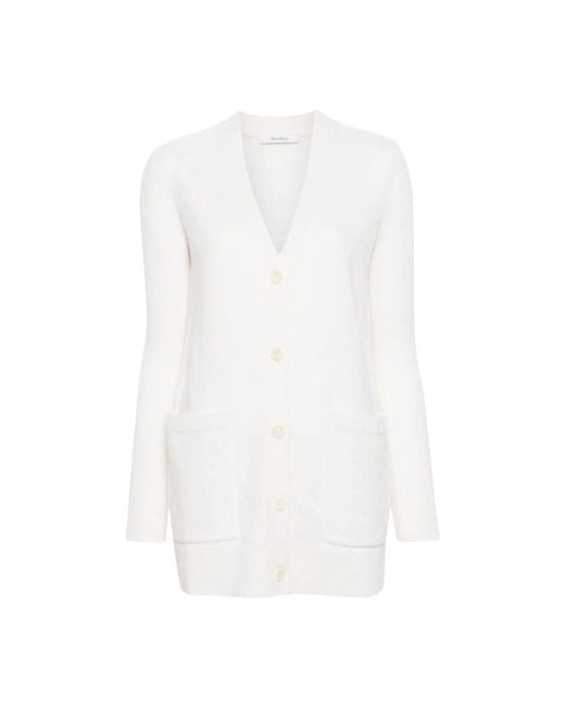 Max Mara Truien & Vesten ,Wit ,Wol Roomwitte Wol-Cashmere Trui Met V-Hals in het White