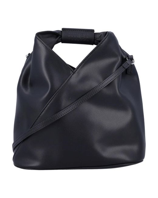 MM6 by Maison Martin Margiela Black Schwarze Eco-Leder Umhängetasche