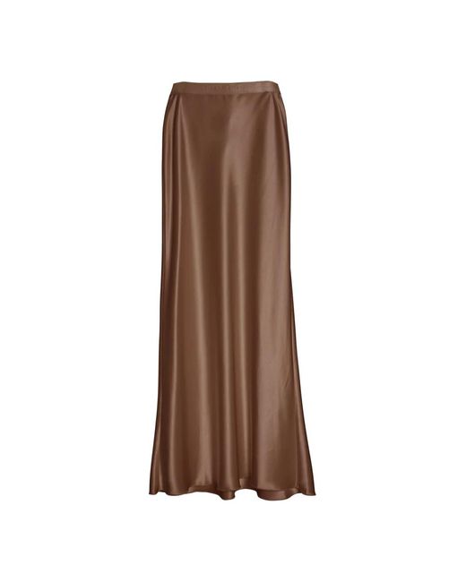 Falda larga de satén con logo arena Ahlvar de color Brown