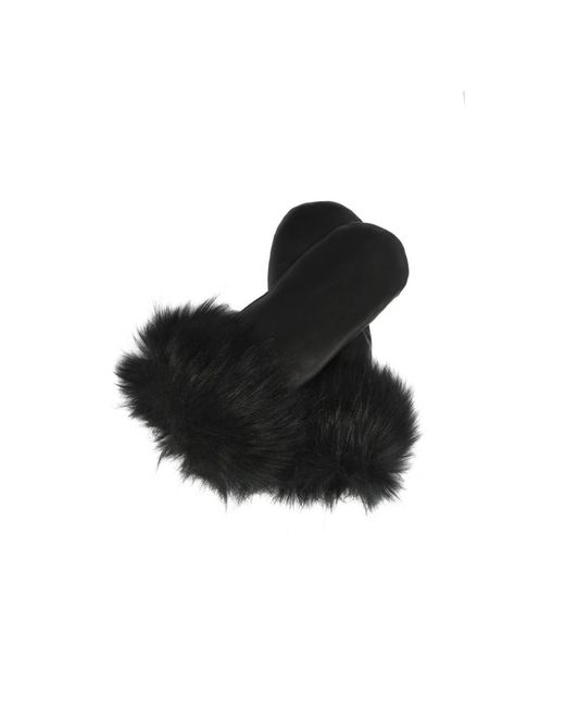Kazar Accessoires ,Zwart ,Leer Elegante Leren Dameshandschoenen Afgewerkt Met Synthetische Bont in het Black