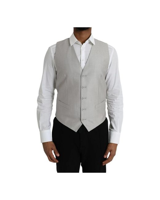 Dolce & Gabbana Gray Waistcoats for men