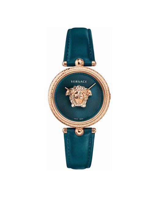 Orologio in pelle verde palazzo di Versace in Metallic