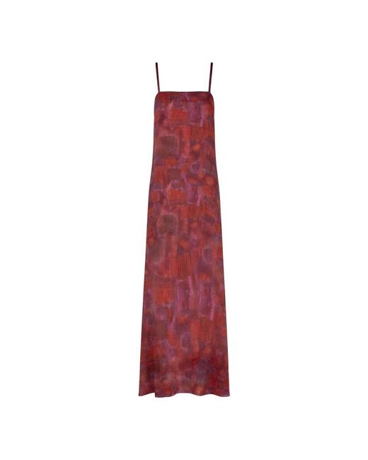 Cortana Red Indira print langes slipkleid