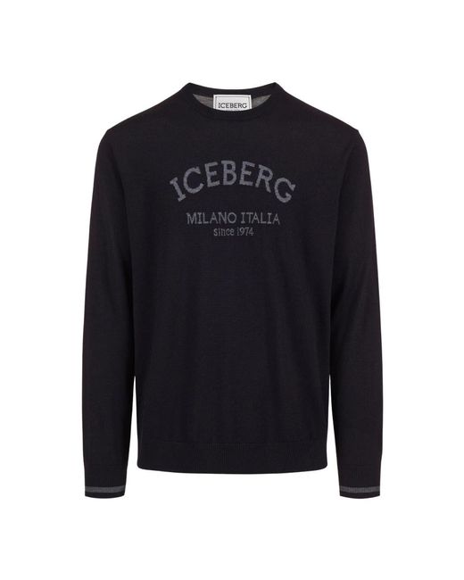 Round-Neck Knitwear Iceberg de hombre de color Blue