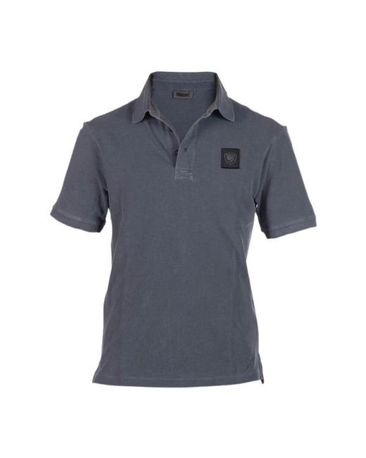 Blauer Tops ,Grijs ,Katoen Grijze Katoenen Piqué Polo Shirt Logo in het Blue voor heren