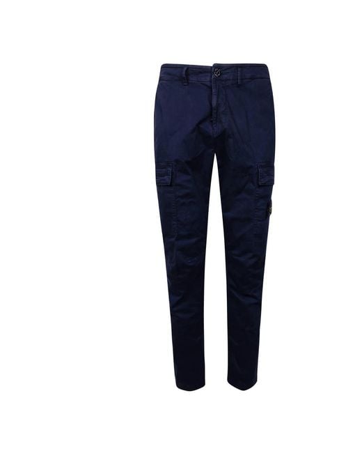 Stone Island Blue Slim-Fit Trousers for men