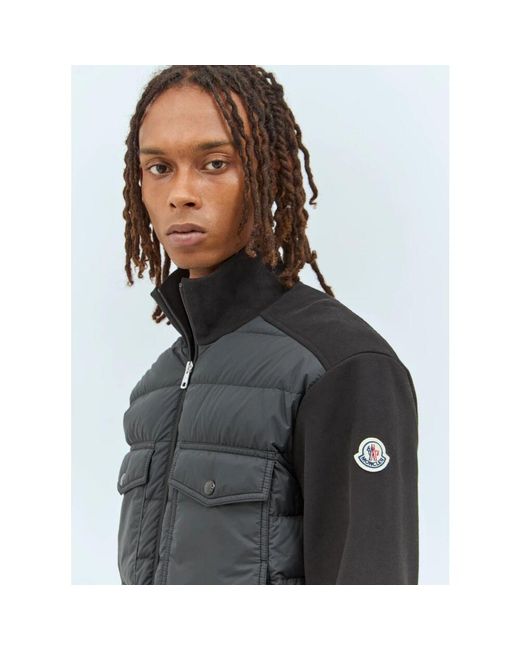 Moncler Gepolsterte zip-up strickjacke in Black für Herren