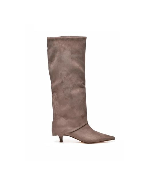 Steve Madden Brown Taupe Polyurethane-Blend Slouchy Boots