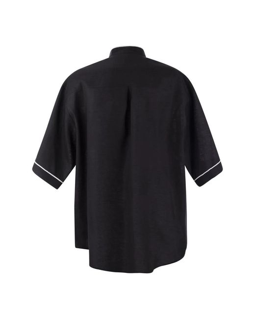 Fabiana Filippi Black Shirts,moderne leinenhemd mit kontrastnähten
