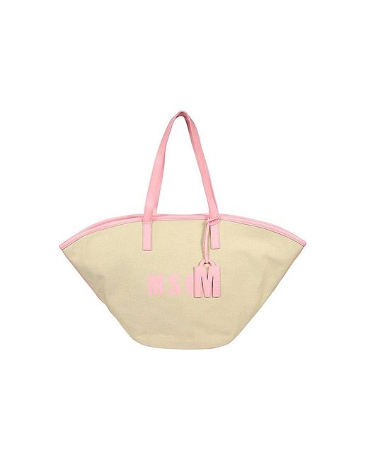 MSGM Natural Schicke Canvas-Tote-Tasche Mit Kontrasteinsätzen