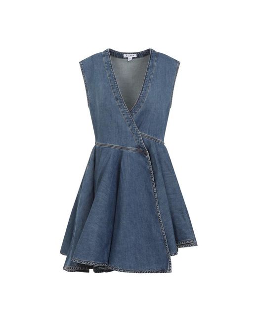 Wrap Cotton Mini Dress-Donna di Alaïa in Blue