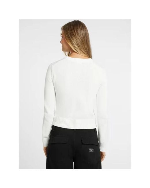 Guess White Round-Neck Knitwear