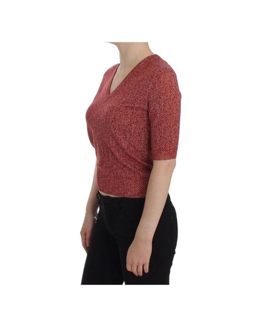 Dolce & Gabbana Red V-Neck Knitwear