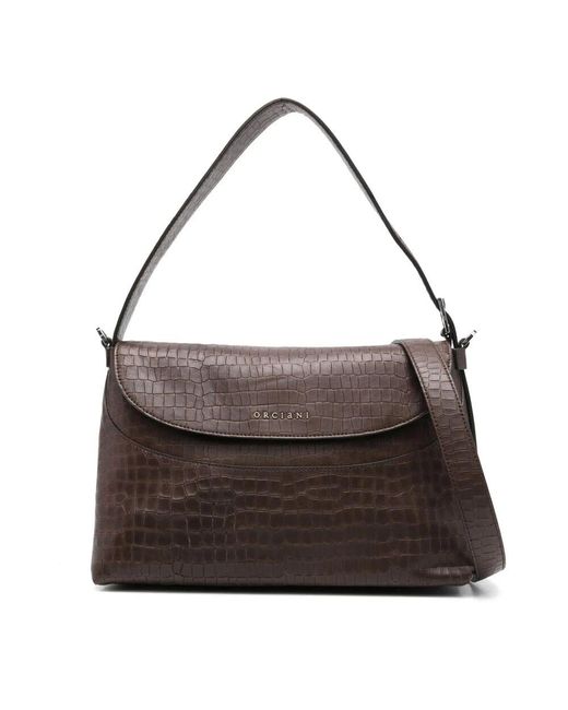 Orciani Brown Nana Cocco Effekt Leder Schultertasche