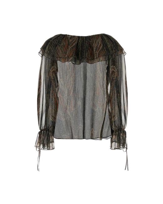 Saint Laurent Overhemden ,Veelkleurig ,Doorzichtige Blouse Met Paisleyprint in het Black