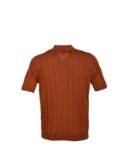 Gran Sasso Rostfarbenes geripptes baumwoll-bowlinghemd in Brown für Herren