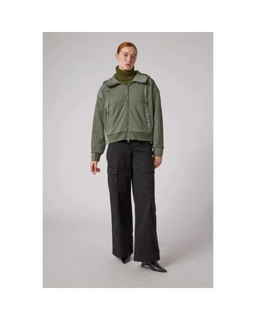 Parajumpers Green Hybrid kapuzenpullover patchwork fleece