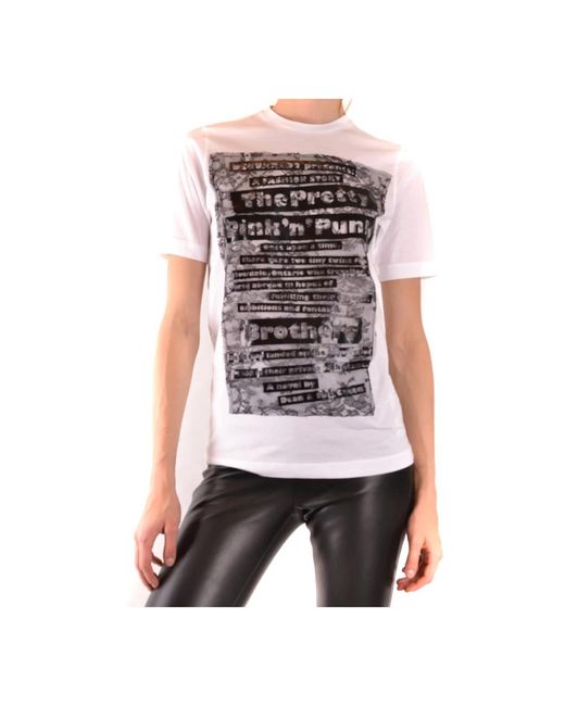 DSquared² White Lace Graphic Short Sleeve Tee