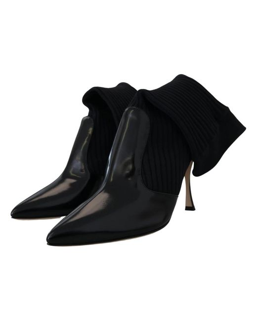 Dolce & Gabbana Black Schwarze stiletto stiefeletten