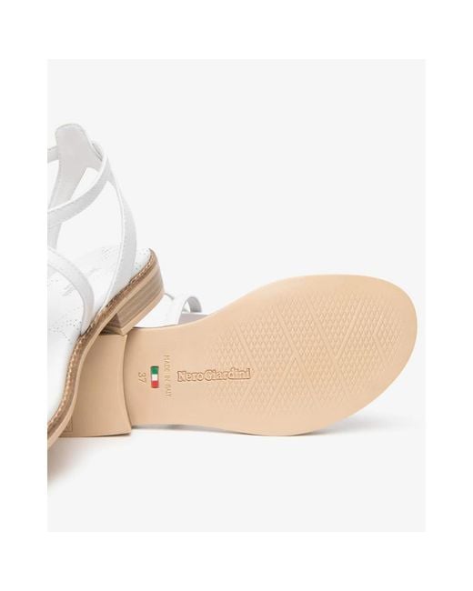 Nero Giardini White Flat Sandals