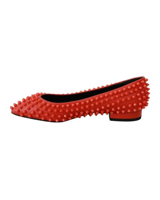 Philipp Plein Red Leather Ballerina What I Do Flats Shoes