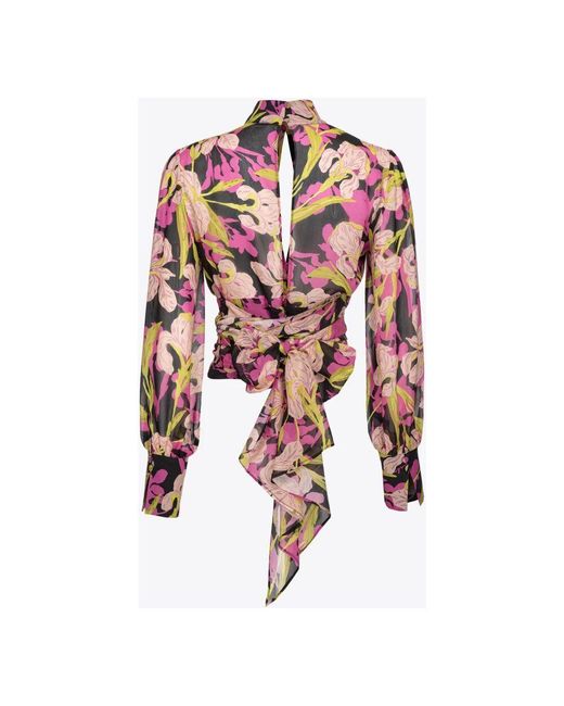 Pinko Red Bluse Cut-out Iris-Print
