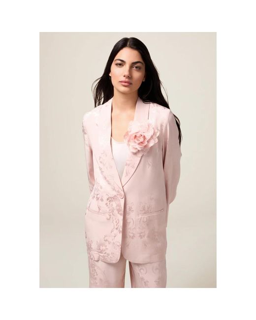Oltre Jassen ,Roze ,Jacquard Blazer Met Broche in het Pink