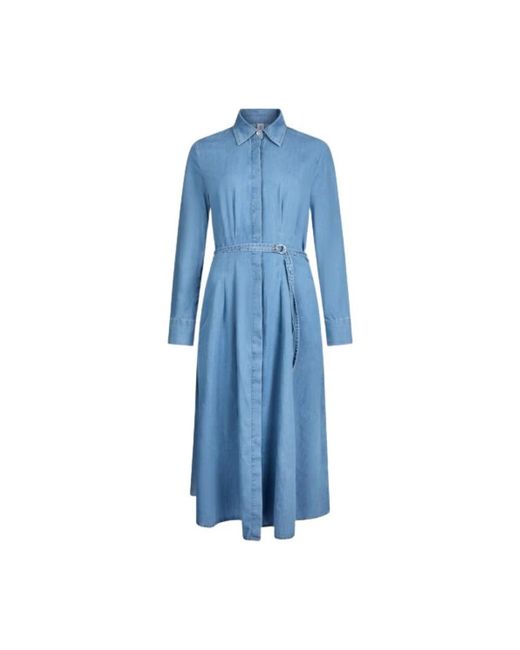 Liu Jo Denim Overhemdjurk Met Strass Knopen in het Blue