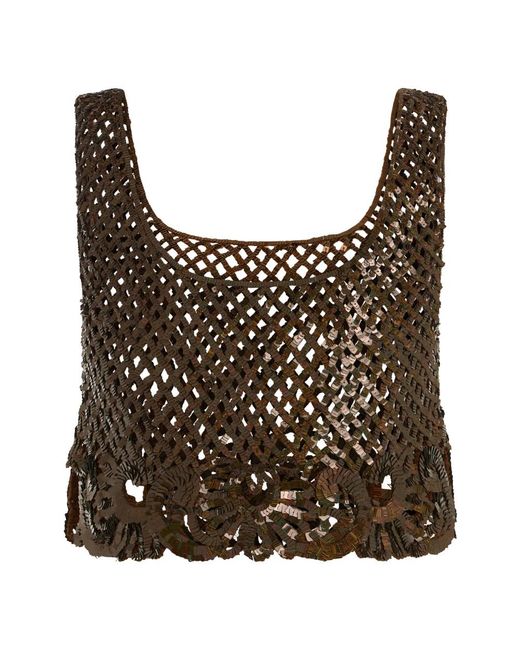 Alberta Ferretti Cropped Top Met Brede Bandjes in het Black