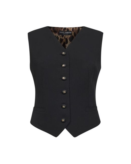 Dolce & Gabbana Jassen ,Zwart ,Wol Wollen Gilet in het Black