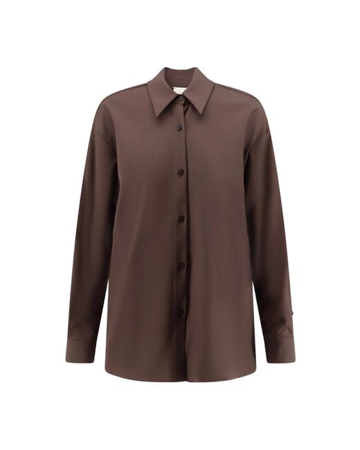 Alysi Wool Button-Up Shirt in het Brown