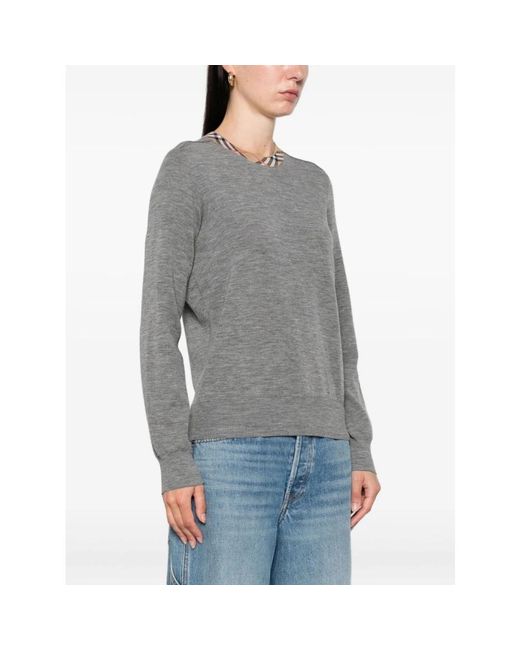 Burberry Gray Grauer Strickpullover Check Stil