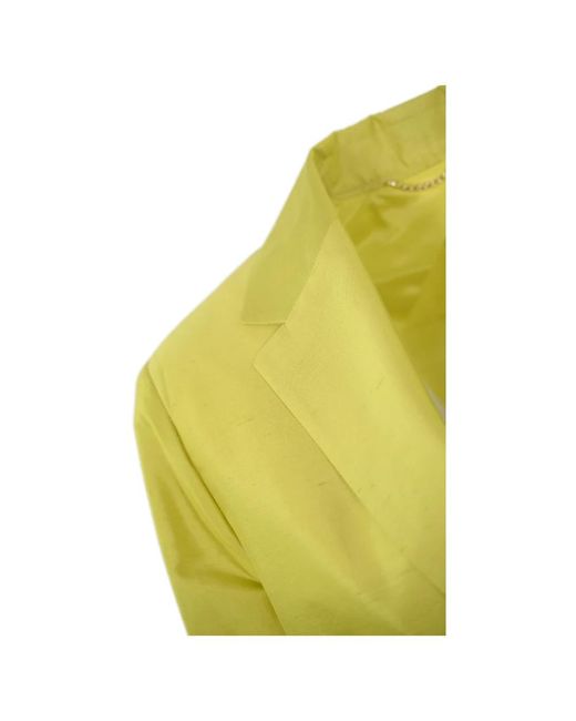 Max Mara Studio Yellow Seiden shantung v-ausschnitt blazer gelb