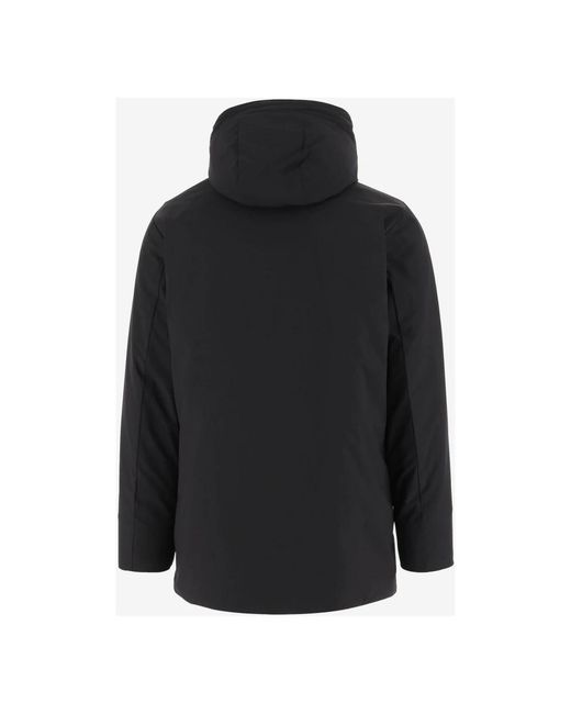 Woolrich Jassen ,Zwart ,Nylon Stretch Nylon Hooded Parka Jas in het Black voor heren