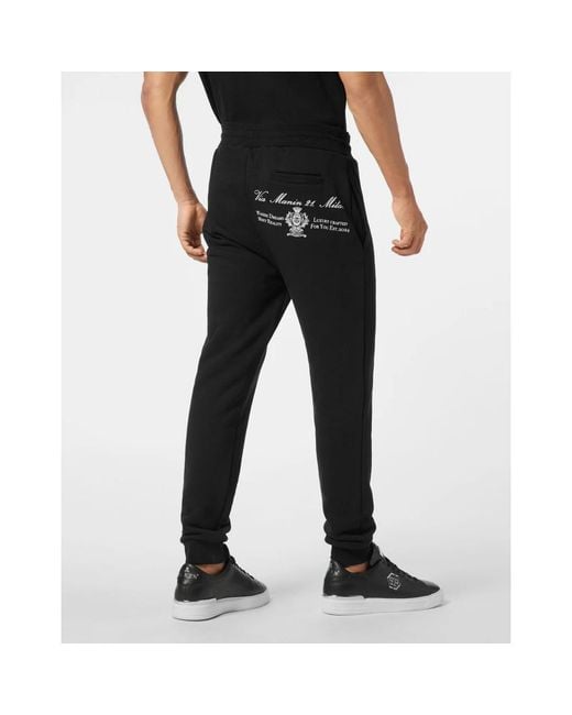 Philipp Plein Broeken ,Zwart ,Katoen Geborduurde Joggingbroek in het Black voor heren