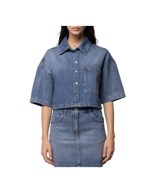 Denim Jackets Kaos de color Blue