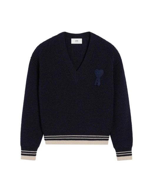 V-Neck Knitwear AMI de color Blue
