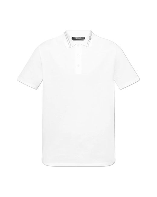 Versace Tops ,Wit ,Katoen Polo Met Logo in het White voor heren