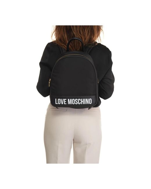 Love Moschino Black Stylischer rucksack mit verstellbaren trägern